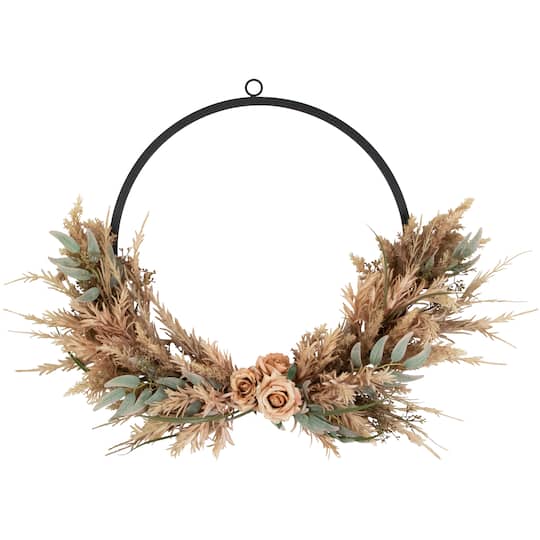 24" Fall Harvest Pale Rose & Thistle with Foliage Artificial Wreath By Northlight | Michaels®